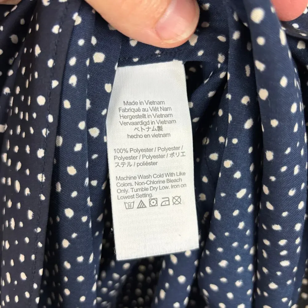 J. Crew Navy White Dot Satin Midi Skirt XL style BI731 pull on
